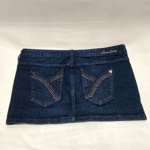 GUESS Jeans Mini Skirt Women's 29 Blue Dark Wash Denim Western Style Beaded Y2K - Picture 8 of 9